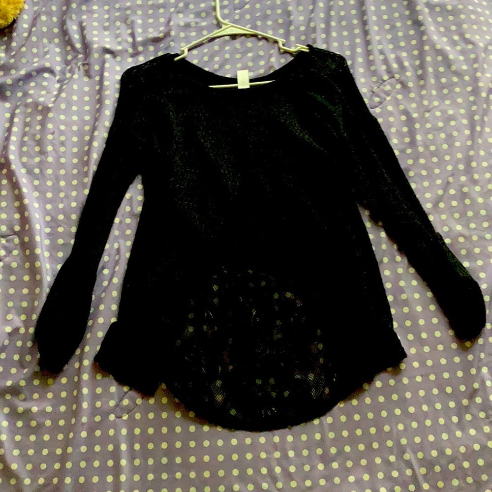 Knitted yarn and lace sweater